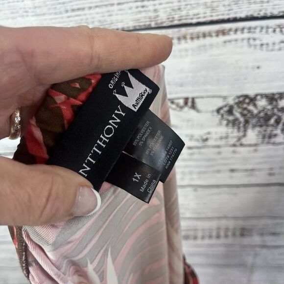 Antthony Skirt Plus size 1X Brown Coral Slinky Tropial High Low Stretch Cruise - Picture 11 of 11